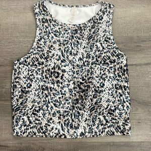 EUC Balance Collection Large Blue and Tan White Print Tank Top
